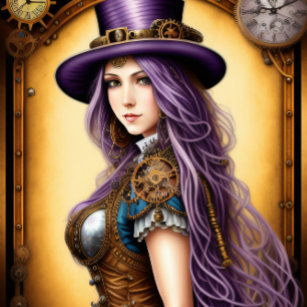 Tissuepapier Feminine steampunk woman purple Seidenpapier