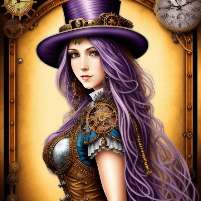 Tissuepapier Feminine steampunk woman purple Seidenpapier (Von Creator hochgeladen)