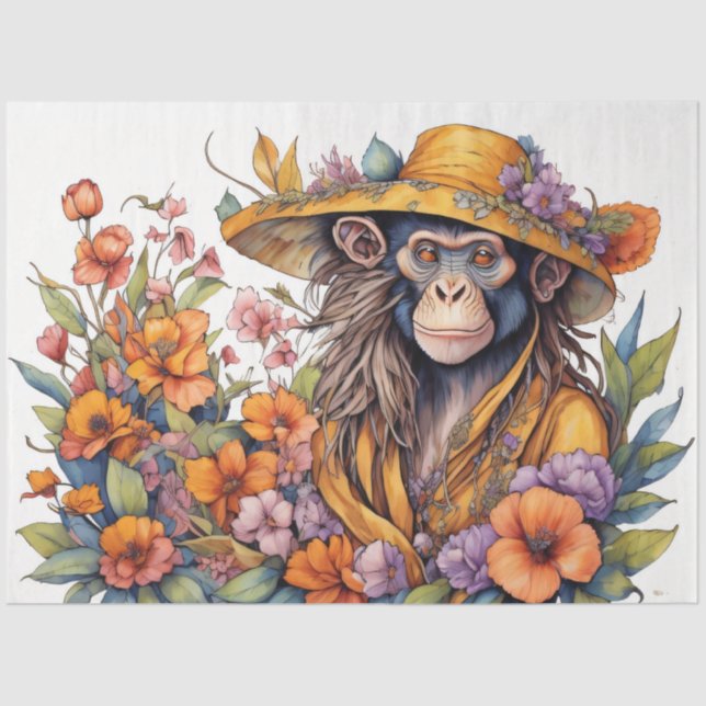 Tissuepapier Flower hat Monkey see monkey do Seidenpapier (Vorderseite)