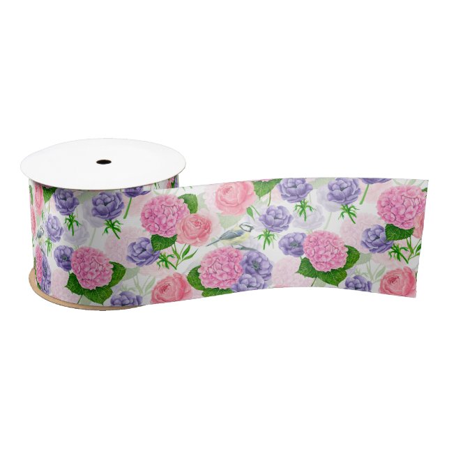 Tit-Vogel und Blume-Satinband Satinband (Spule)