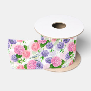 Tit-Vogel und Blume-Satinband Satinband