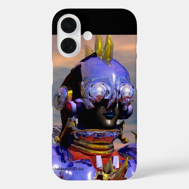 TITAN CYBORG PORTRAIT Blue Science Fiction, Scifi iPhone 16 Hülle (Rückseite)