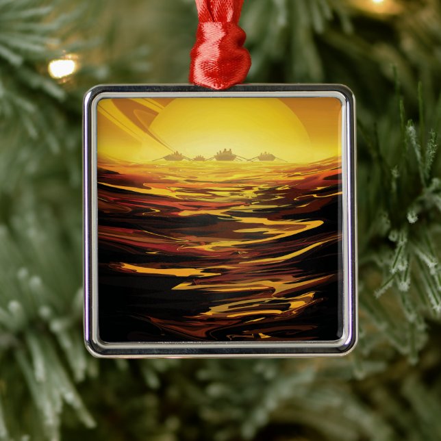 Titan der größte Mond des Planeten Saturn Ornament Aus Metall (Baum)