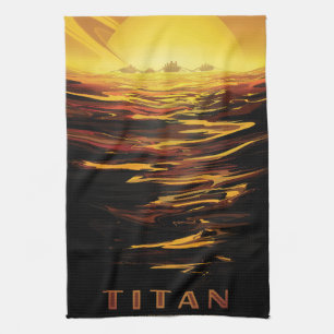 Titan größter Mond des Planeten Saturn Geschirrtuch