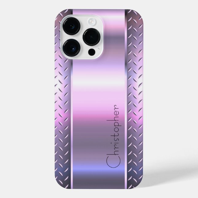 Titan Pink Silber Edelstahl-Druck iPhone 14 Pro Max Hülle (Rückseite)