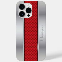 Titan Red Silver Stainless Steel Print