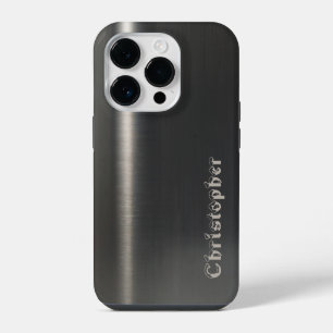 Titan-Schwarz-Silber-Edelstahl-Druck iPhone 14 Pro Hülle