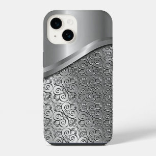 Titan Silber Edelstahl Druck iphone 15 14 Hülle