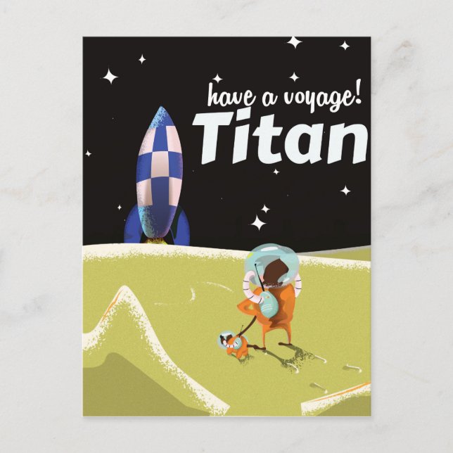 Titan Vintag Science Fiction Reiseplakat Postkarte (Vorderseite)