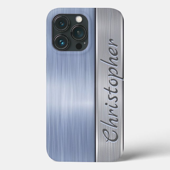 Titanblau und Silber-Edelstahl-Druck Case-Mate iPhone Hülle (Rückseite)