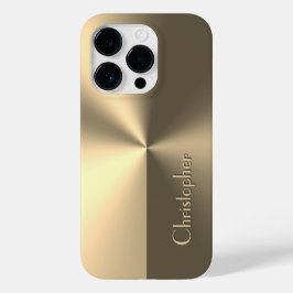 Titangold-Edelstahlprint Case-Mate iPhone 14 Pro Hülle