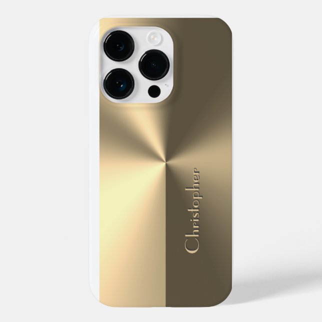 Titangold-Edelstahlprint Case-Mate iPhone 14 Pro Hülle (Rückseite)