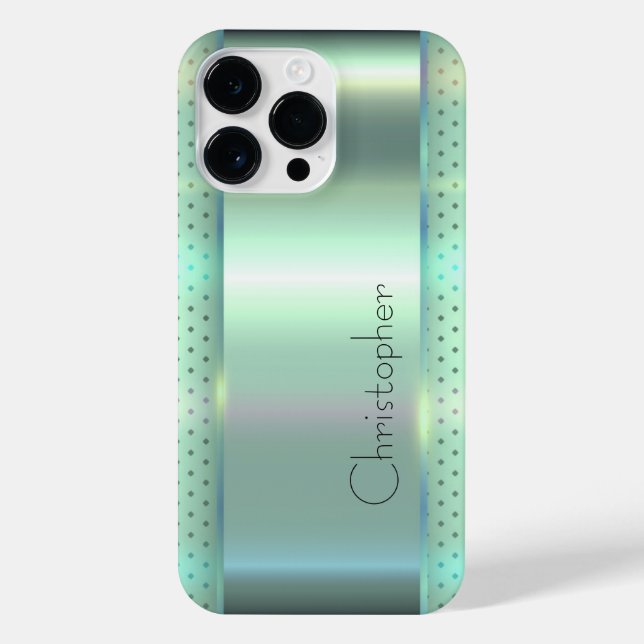 Titangrüne Edelstahldrucke iPhone 14 Pro Max Hülle (Rückseite)