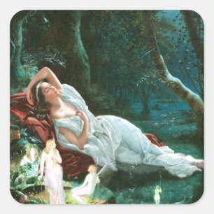 Titania schlafend im Mondlicht - Simmons Art Quadratischer Aufkleber