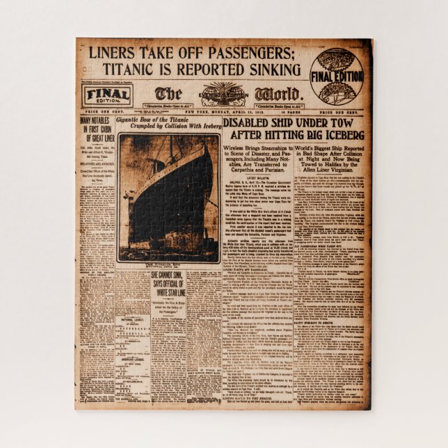 Titanic berichtete Sinking World News 1912 (Vertikal)