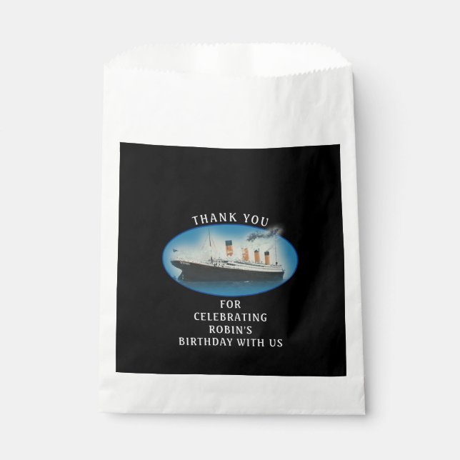 Titanic Birthday Black RMS White Star Line Schiff Geschenktütchen (Vorderseite)