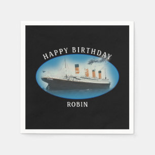 Titanic Birthday Black RMS White Star Line Schiff Serviette
