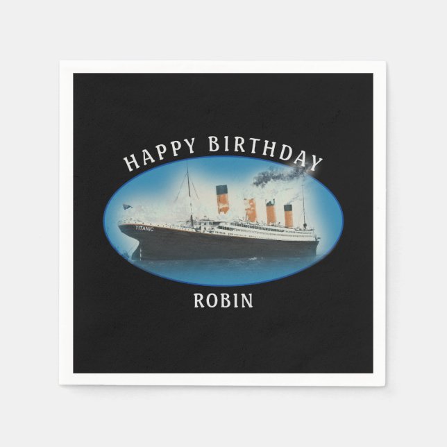 Titanic Birthday Black RMS White Star Line Schiff Serviette (Vorderseite)