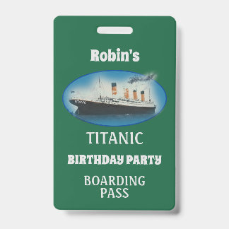 Titanic Birthday Green White Star Line Schiff Ausweis