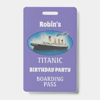 Titanic Birthday Lila White Star Line Ship Abzeich Ausweis
