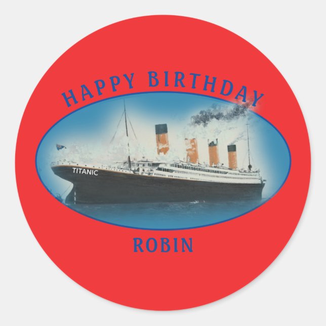 Titanic Birthday Red RMS White Star Line Schiff Runder Aufkleber (Vorderseite)