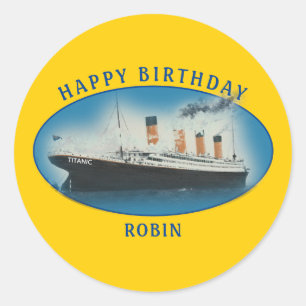 Titanic Birthday Yellow RMS White Star Line Schiff Runder Aufkleber