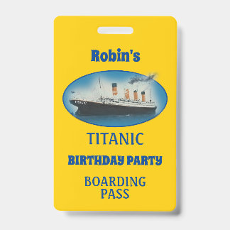 Titanic Birthday Yellow White Star Line Schiff Ausweis