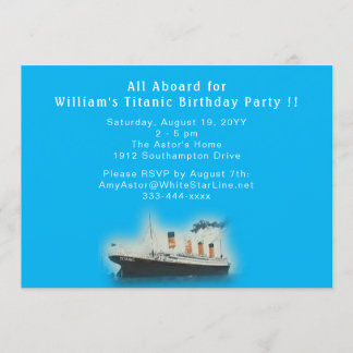 Titanic Blue Birthday White Star Line Schiff Einladung