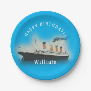 Titanic Blue Birthday White Star Line Schiff Pappteller