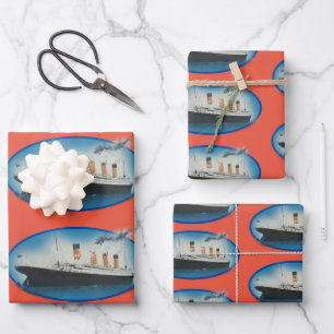 Titanic Orange Birthday Ship Geschenkpapier Set