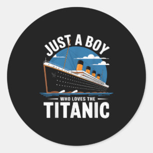 Titanic-Schiff Nur Ein Junge Der Die Titanic-Kreuz Runder Aufkleber