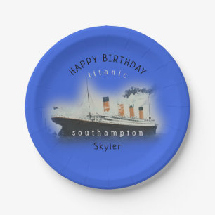 Titanic Ship glücklich Geburtsname Marine Blue Pa Pappteller