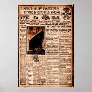 Titanic soll sinken Sepia Vintage Maritim Poster