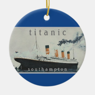 TITANIC Vintag Blue White Star Line Schiff Keramik Ornament