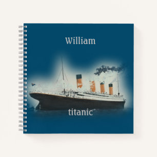 Titanic Vintag Dark Blue Sea White Star Line Ship Notizbuch