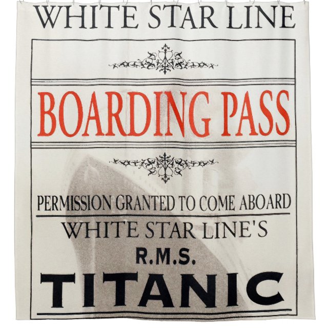 Titanic White Star Line Boarding Pass Duschvorhang (Vorderseite)