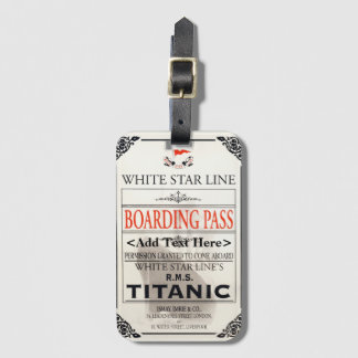 Titanic White Star Line Boarding Pass - Text hinzu Gepäckanhänger