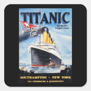 Titanic White Star Line - Größte Schiff der Welt Quadratischer Aufkleber