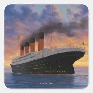 Titanische SceneWhite Stern-Linie Quadratischer Aufkleber