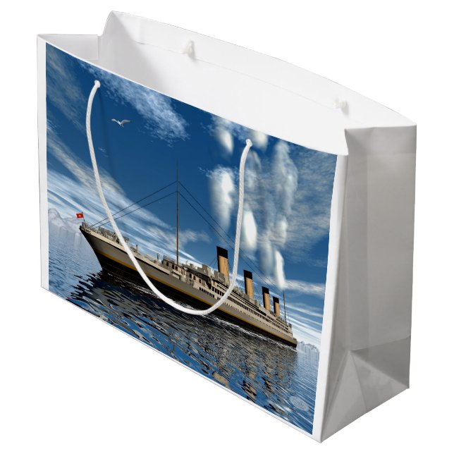 Titanisches Schiff - 3D übertragen Große Geschenktüte (Rückseite Schrägansicht)