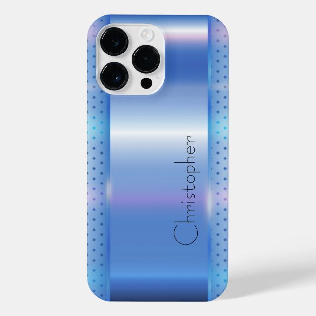 Titanium Blue Silver Edelstahl Print iPhone 14 Pro Max Hülle (Rückseite)