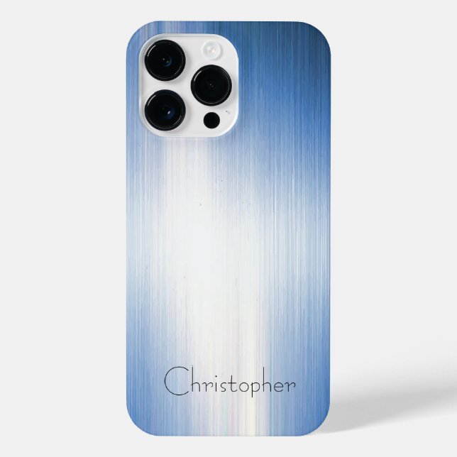Titanium Blue Silver Edelstahl Print iPhone 14 Pro Max Hülle (Rückseite)