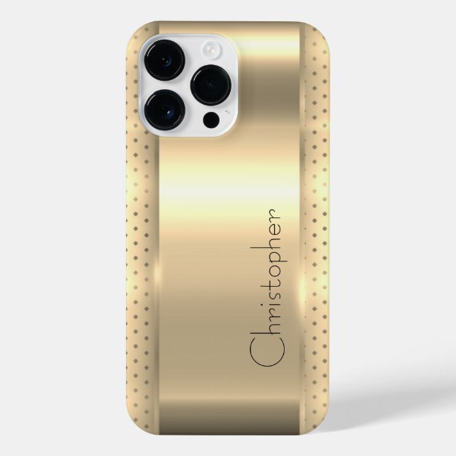 Titanium Gold Edelstahl-Druck iPhone 14 Pro Max Hülle (Rückseite)