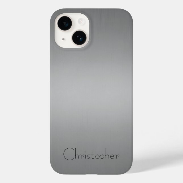 Titanium silber Edelstahl Drucktelefon 15 Case-Mate iPhone 14 Hülle (Rückseite)