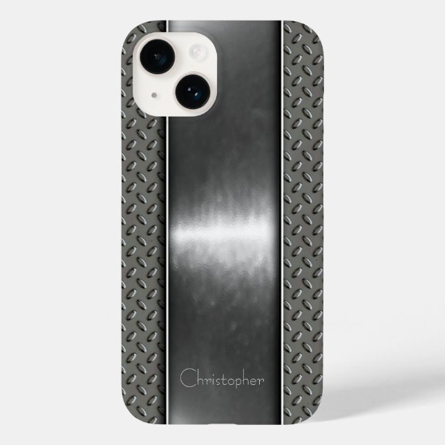 Titanium Silver Stainless Steel Print iPhone 15 Case-Mate iPhone 14 Hülle (Rückseite)