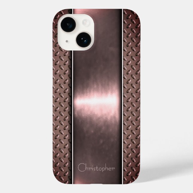 Titanpoliertes Bronze-Radial-Metallic-iPhone 15 Case-Mate iPhone 14 Hülle (Rückseite)