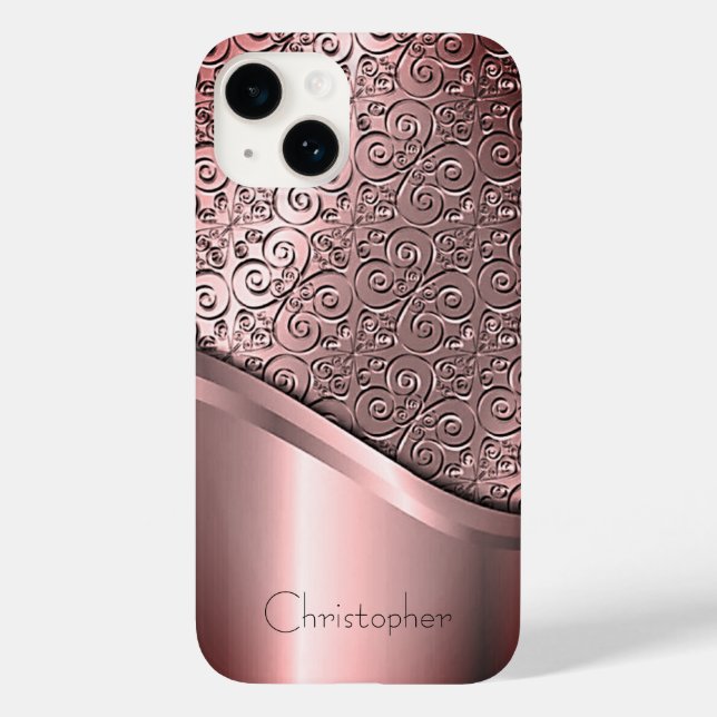 Titanpoliertes Bronze-Radial-Metallic-iPhone 15 Case-Mate iPhone 14 Hülle (Rückseite)