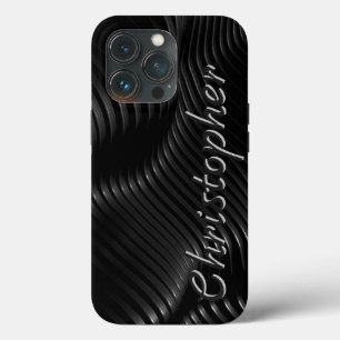 Titanpoliertes Silber und schwarzes Radialmetall Case-Mate iPhone Hülle
