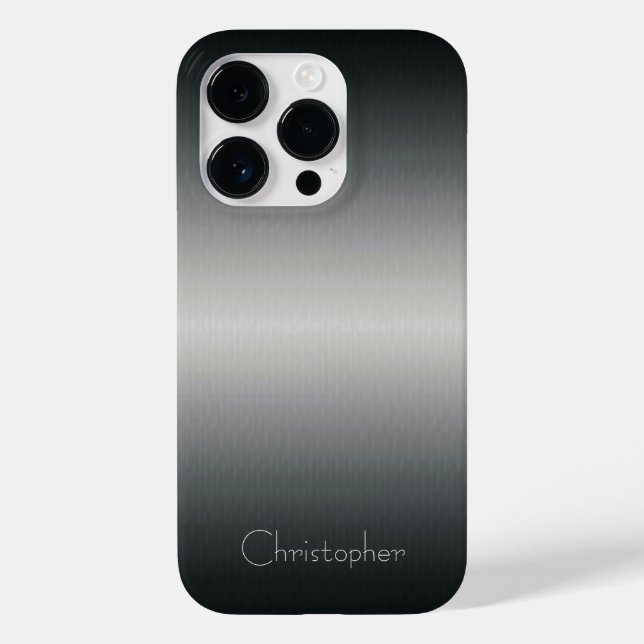 Titansilber, rostfreier Stahl Case-Mate iPhone 14 Pro Hülle (Rückseite)