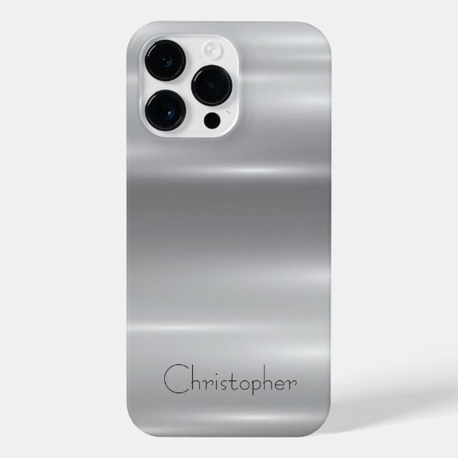 Titansilber, rostfreier Stahl iPhone 14 Pro Max Hülle (Rückseite)